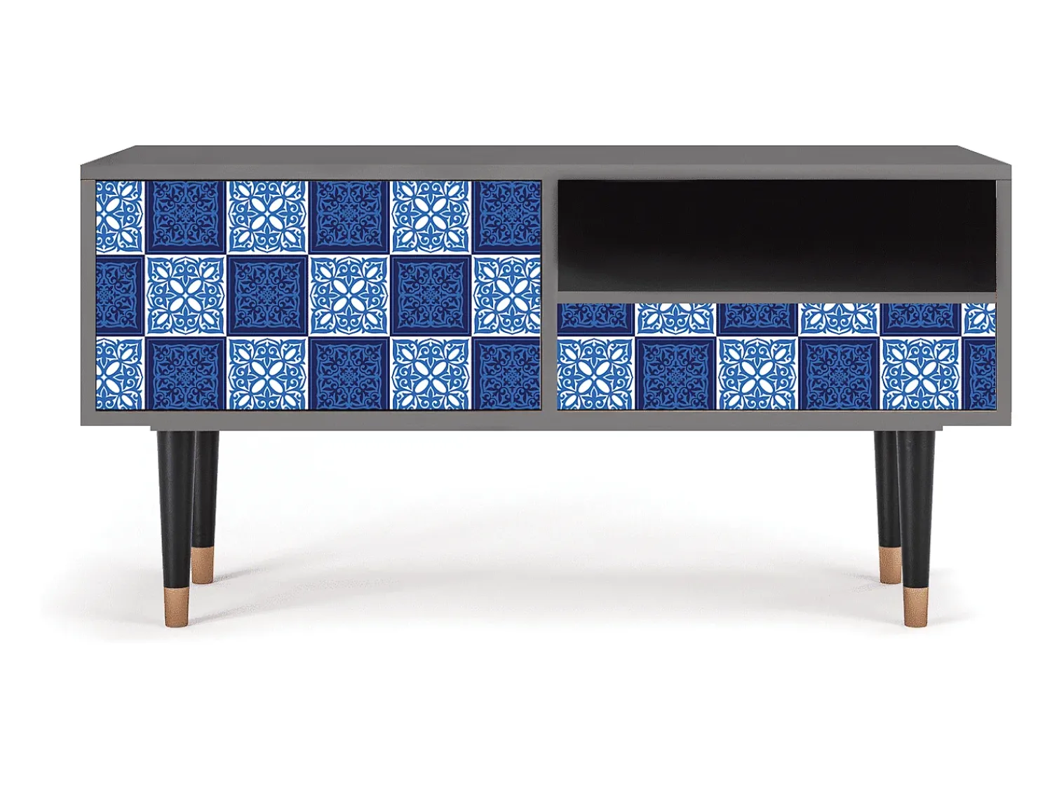 Móvel De Tv* Mueble de TV - 115х59х48 cm - T3 - Light Path, Cinza Cinzento