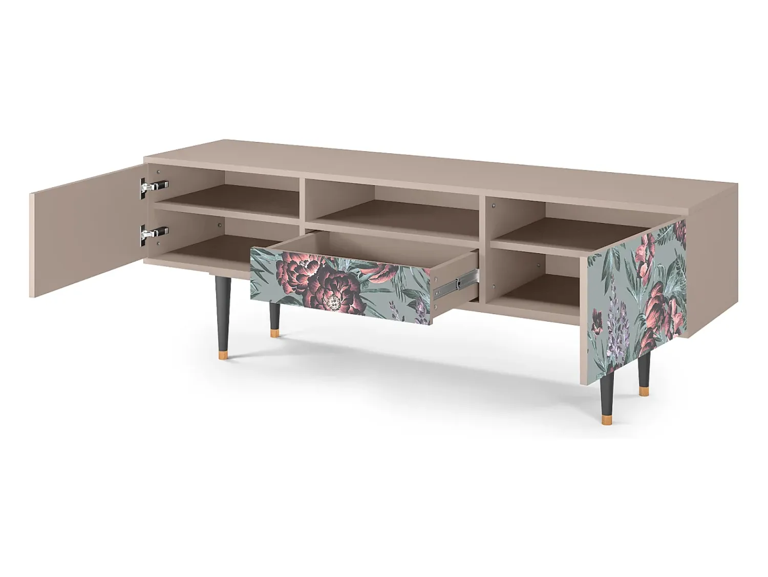 Mueble de TV - 170х59х41 cm - T6 - Light Peonies, Latte^ Móvel De Tv