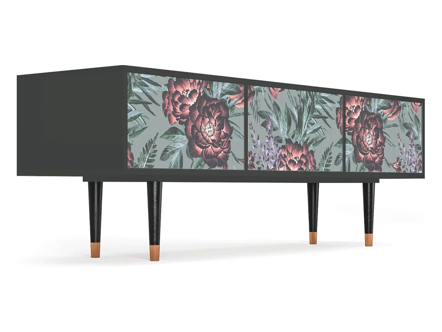 Online Mueble de TV - 170х59х48 cm - T4 - Light Peonies, Antracite Cinza antracite