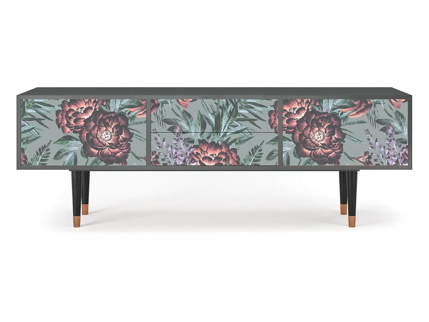 Online Mueble de TV - 170х59х48 cm - T4 - Light Peonies, Antracite Cinza antracite