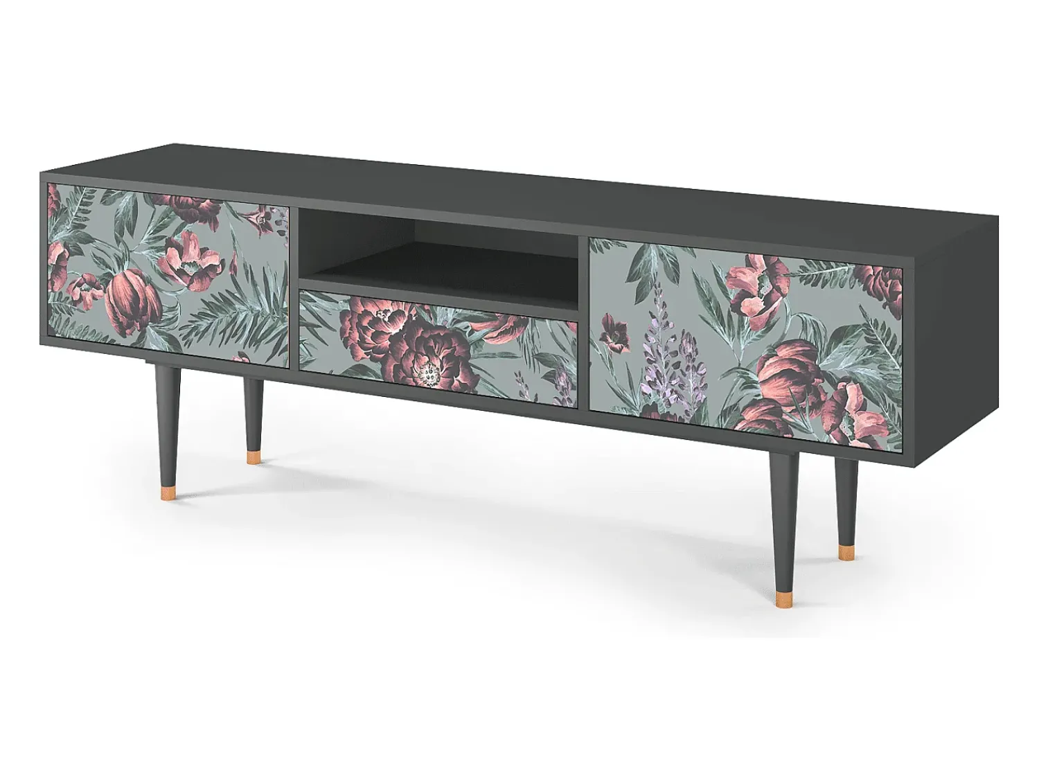 New Mueble de TV - 170х59х41 cm - T6 - Light Peonies, Antracite Cinza antracite