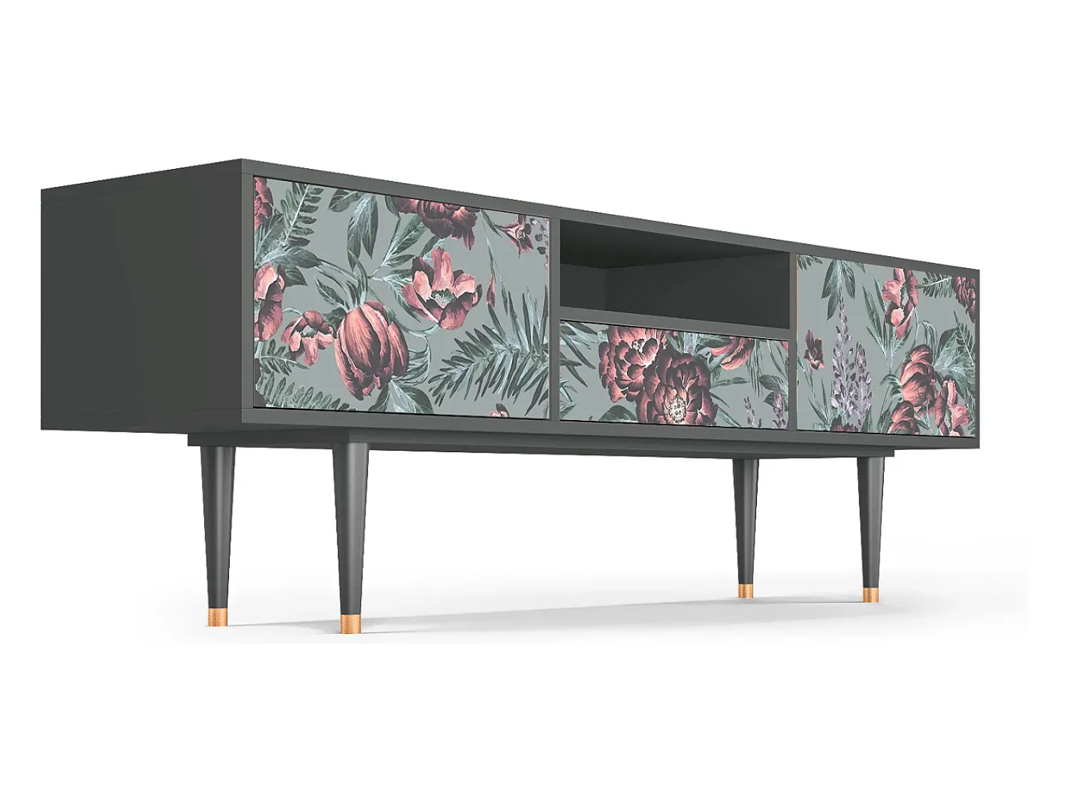 New Mueble de TV - 170х59х41 cm - T6 - Light Peonies, Antracite Cinza antracite