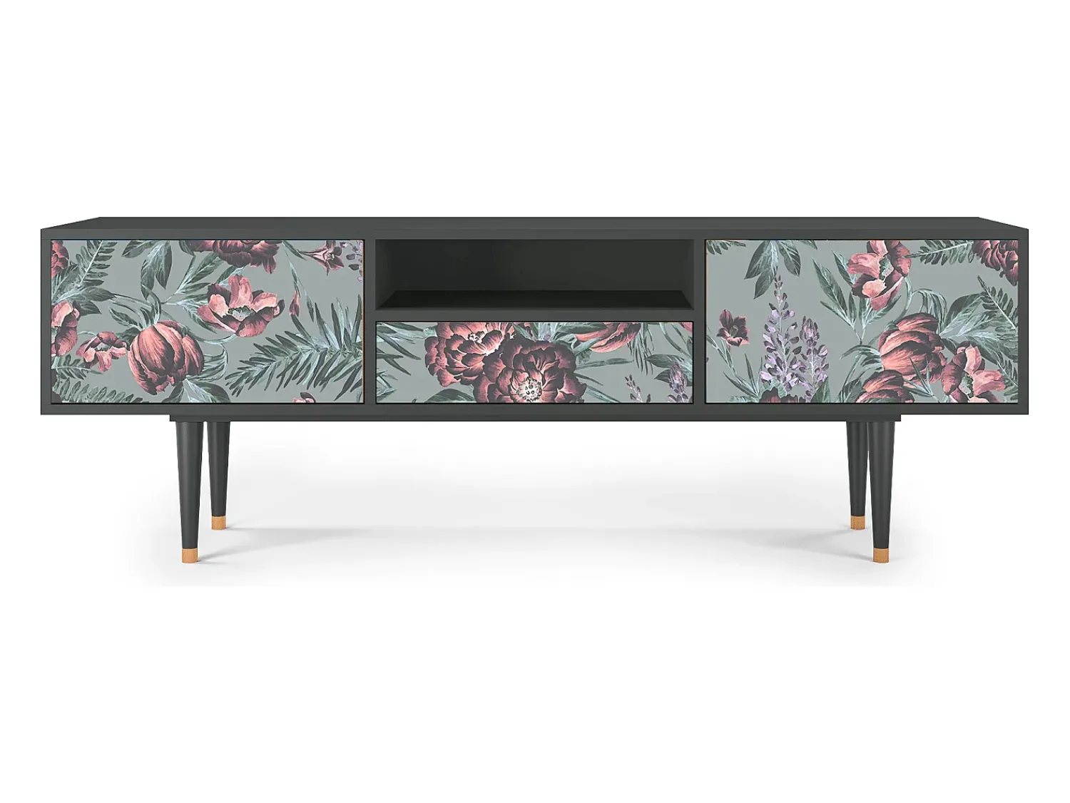 New Mueble de TV - 170х59х41 cm - T6 - Light Peonies, Antracite Cinza antracite