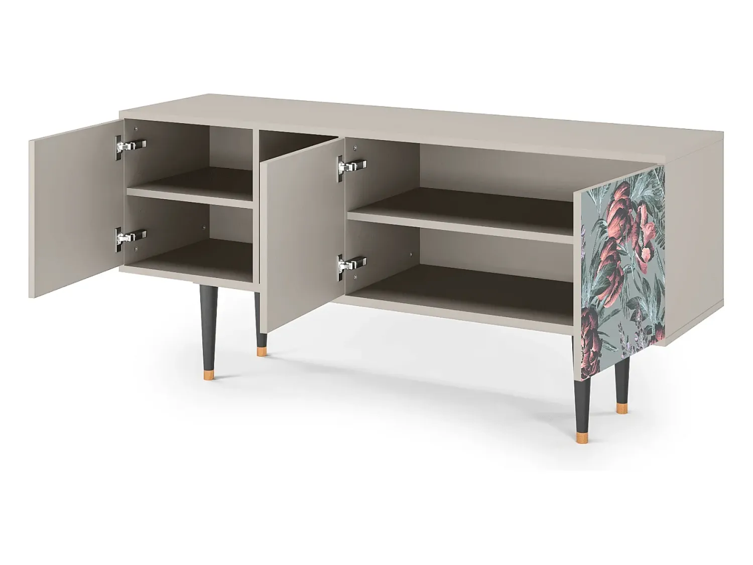 Mueble de TV - 150х69х41 cm - T5 - Light Peonies, Areia^ Móvel De Tv