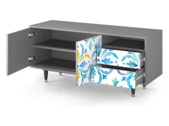 Móvel De Tv| Mueble de TV - 125х56х41 cm - T7 - Lisbon Flover, Cinza Cinzento
