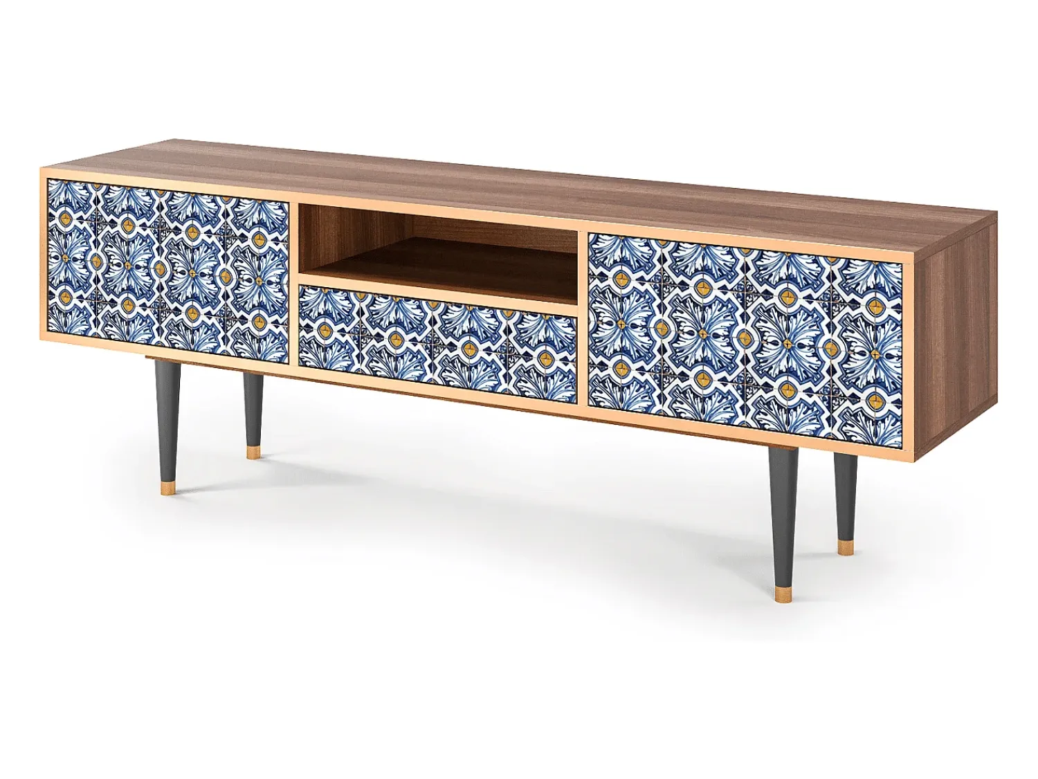 Mueble de TV - 170х59х41 cm - T6 - Lovely Cornflowers, Nogueira^ Móvel De Tv