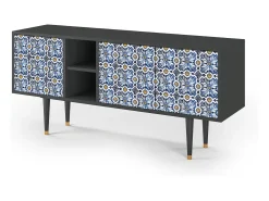 New Mueble de TV - 150х69х41 cm - T5 - Lovely Cornflowers, Antracite Cinza antracite