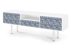 Móvel De Tv| Mueble de TV - 170х59х41 cm - T6 - Lovely Cornflowers, Branco Bege