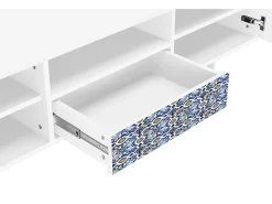 Móvel De Tv| Mueble de TV - 170х59х41 cm - T6 - Lovely Cornflowers, Branco Bege