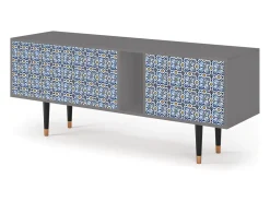 Móvel De Tv* Mueble de TV - 170х69х48 cm - T1 - Lovely Cornflowers, Cinza Cinzento