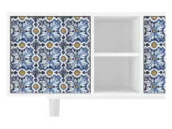 Móvel De Tv| Mueble de TV - 150х69х41 cm - T5 - Lovely Cornflowers, Branco Bege