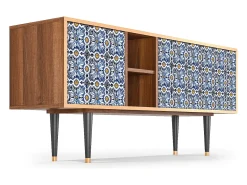 Móvel De Tv* Mueble de TV - 150х69х41 cm - T5 - Lovely Cornflowers, Nogueira Castanho
