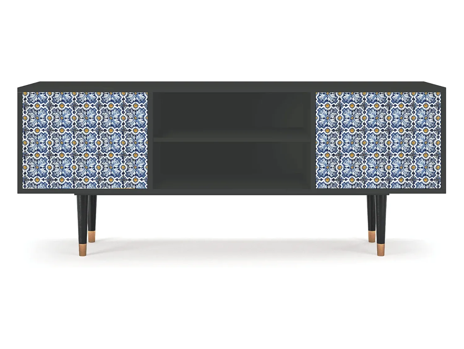 Mueble de TV - 170х69х48 cm - T2 - Lovely Cornflowers, Antracite^ Móvel De Tv