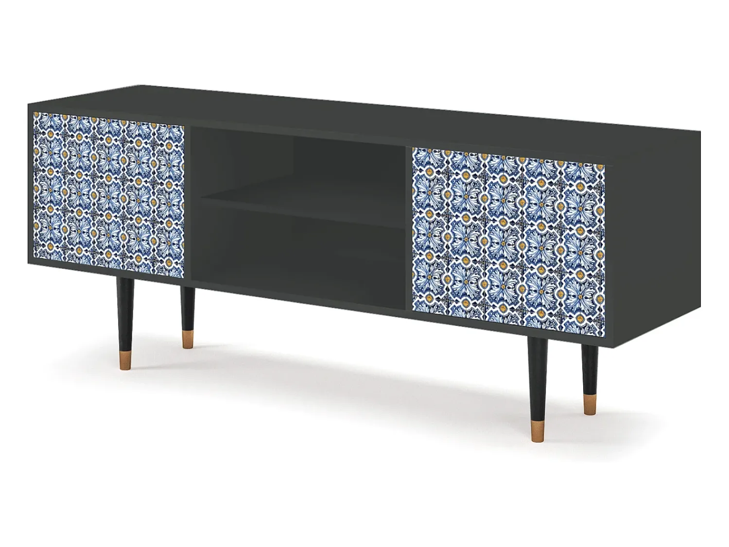 Mueble de TV - 170х69х48 cm - T2 - Lovely Cornflowers, Antracite^ Móvel De Tv