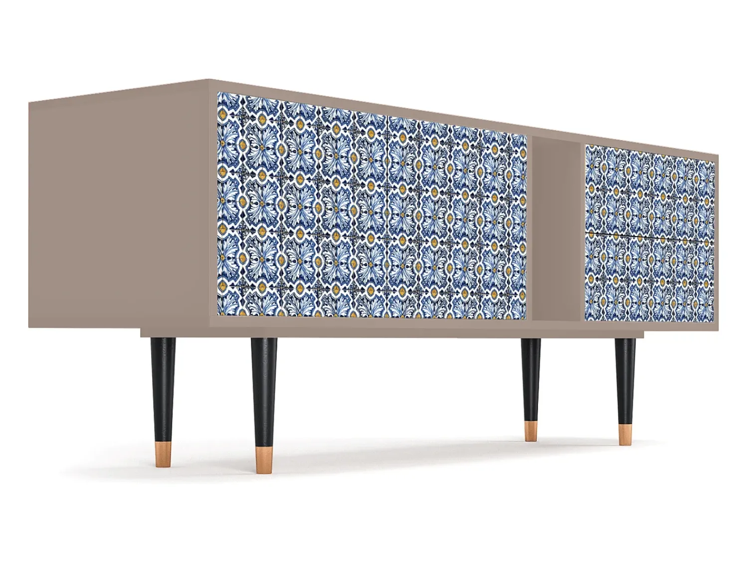 Móvel De Tv| Mueble de TV - 170х69х48 cm - T1 - Lovely Cornflowers, Latte Bege