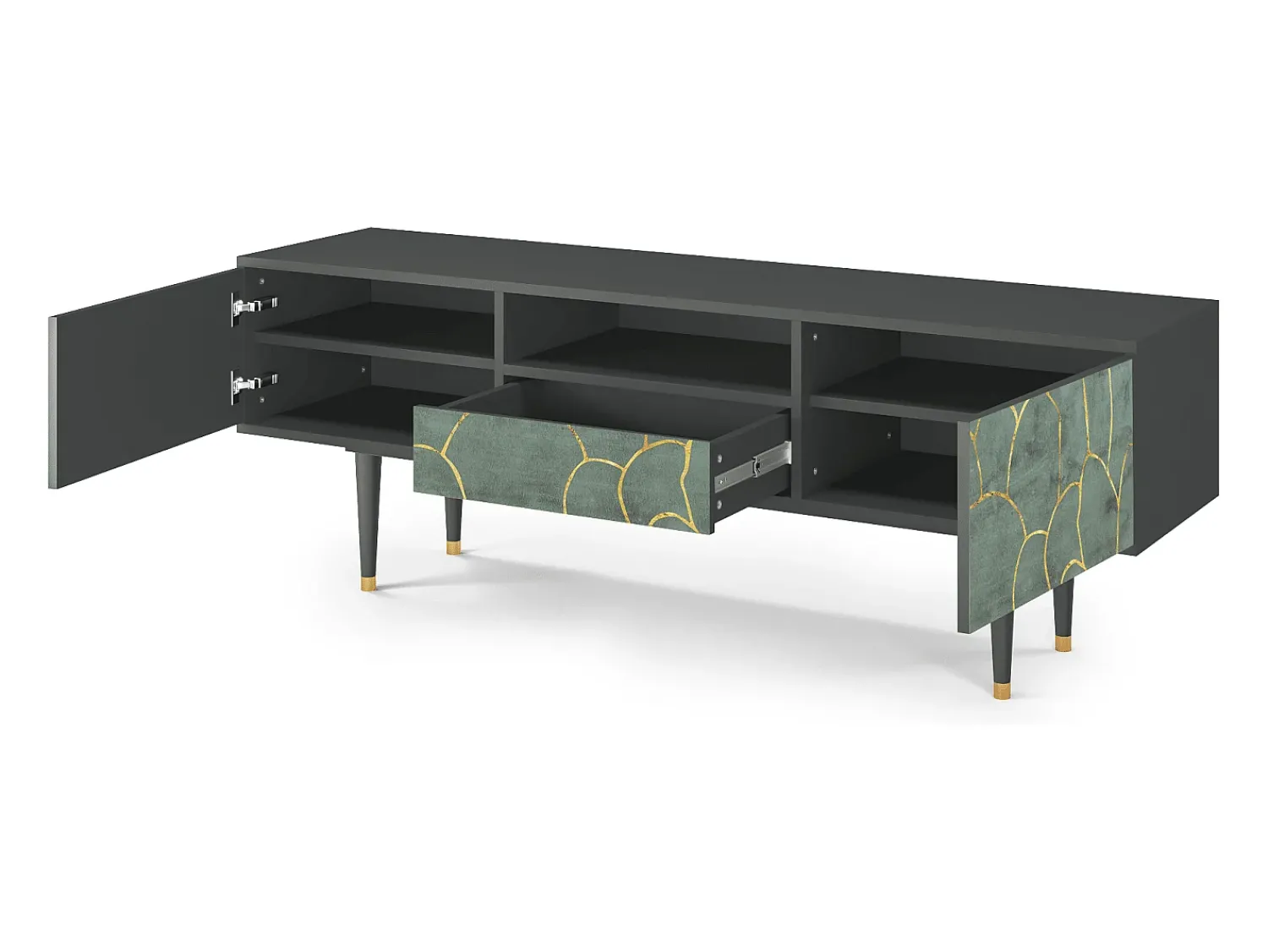 Móvel De Tv| Mueble de TV - 170х59х41 cm - T6 - Magnificent Water Lily, Antracite Cinza antracite