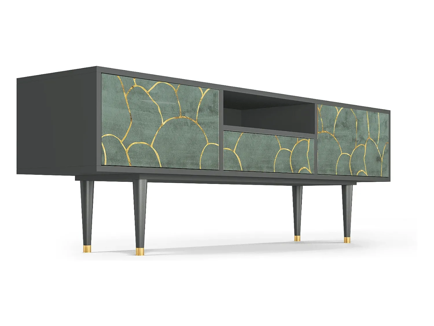 Móvel De Tv| Mueble de TV - 170х59х41 cm - T6 - Magnificent Water Lily, Antracite Cinza antracite