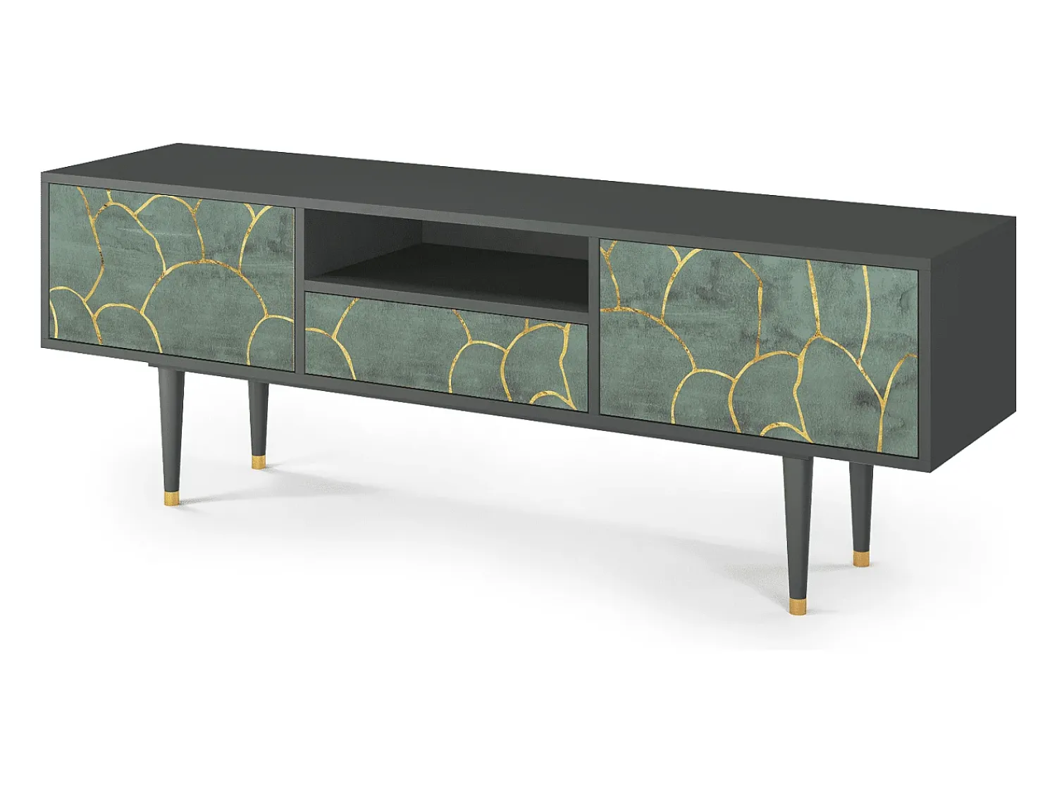 Móvel De Tv| Mueble de TV - 170х59х41 cm - T6 - Magnificent Water Lily, Antracite Cinza antracite