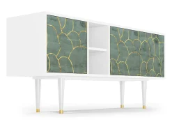 Mueble de TV - 150х69х41 cm - T5 - Magnificent Water Lily, Branco^ Móvel De Tv