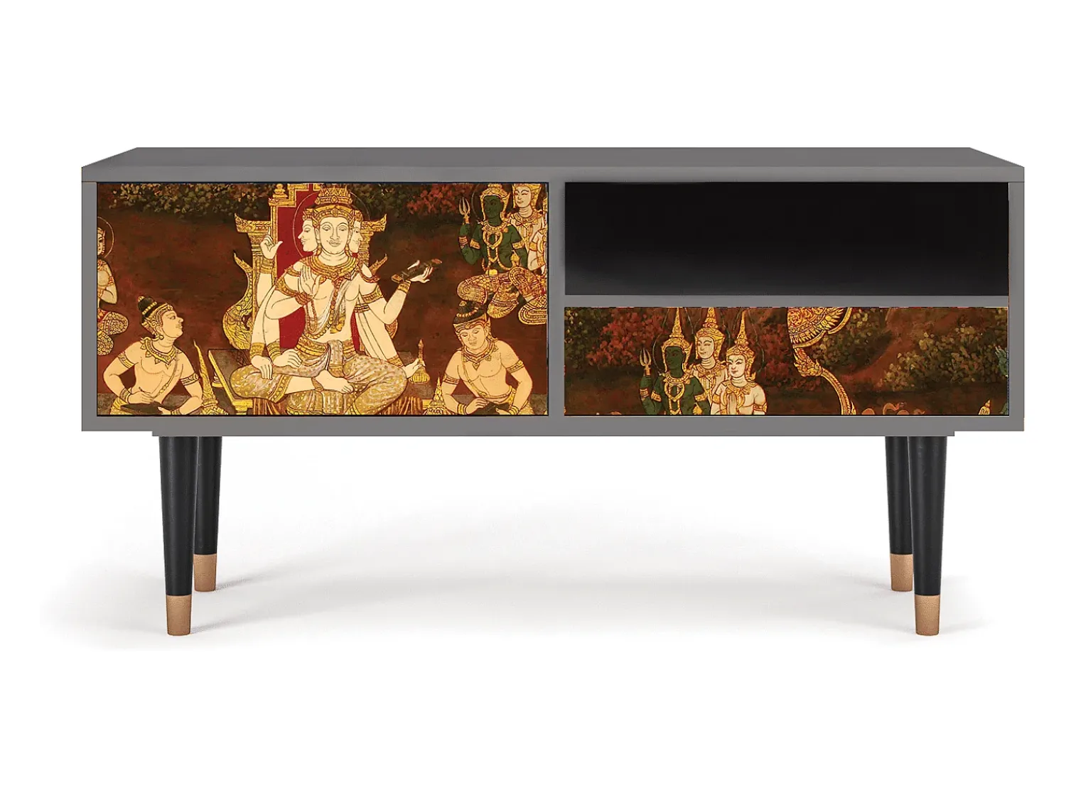 Móvel De Tv| Mueble de TV - 115х59х48 cm - T3 - Malyavan, Cinza Cinzento