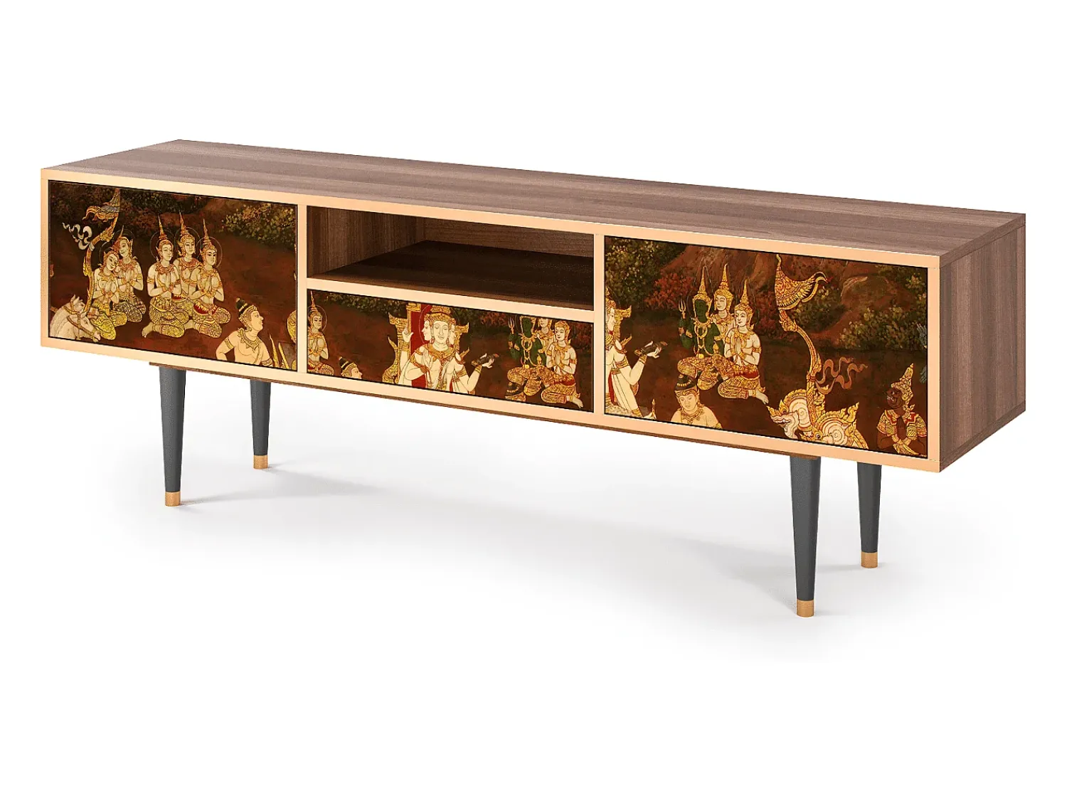 Móvel De Tv| Mueble de TV - 170х59х41 cm - T6 - Malyavan, Nogueira Castanho