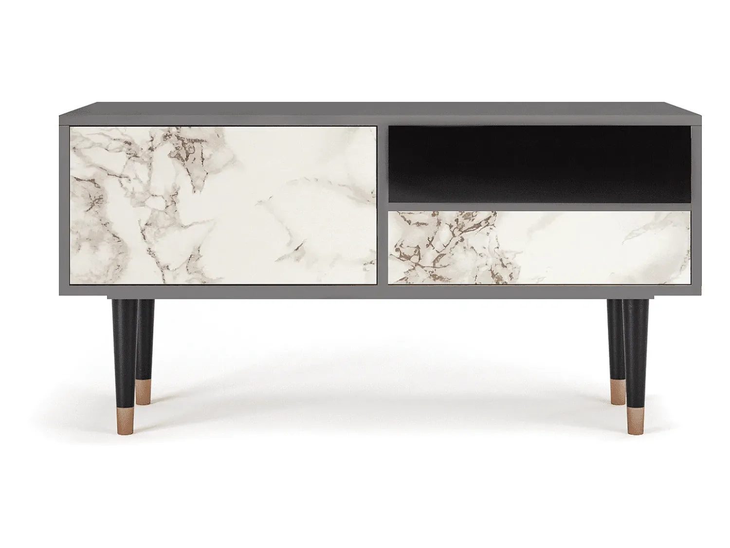 New Mueble de TV - 115х59х48 cm - T3 - Milk Marble, Cinza Cinzento