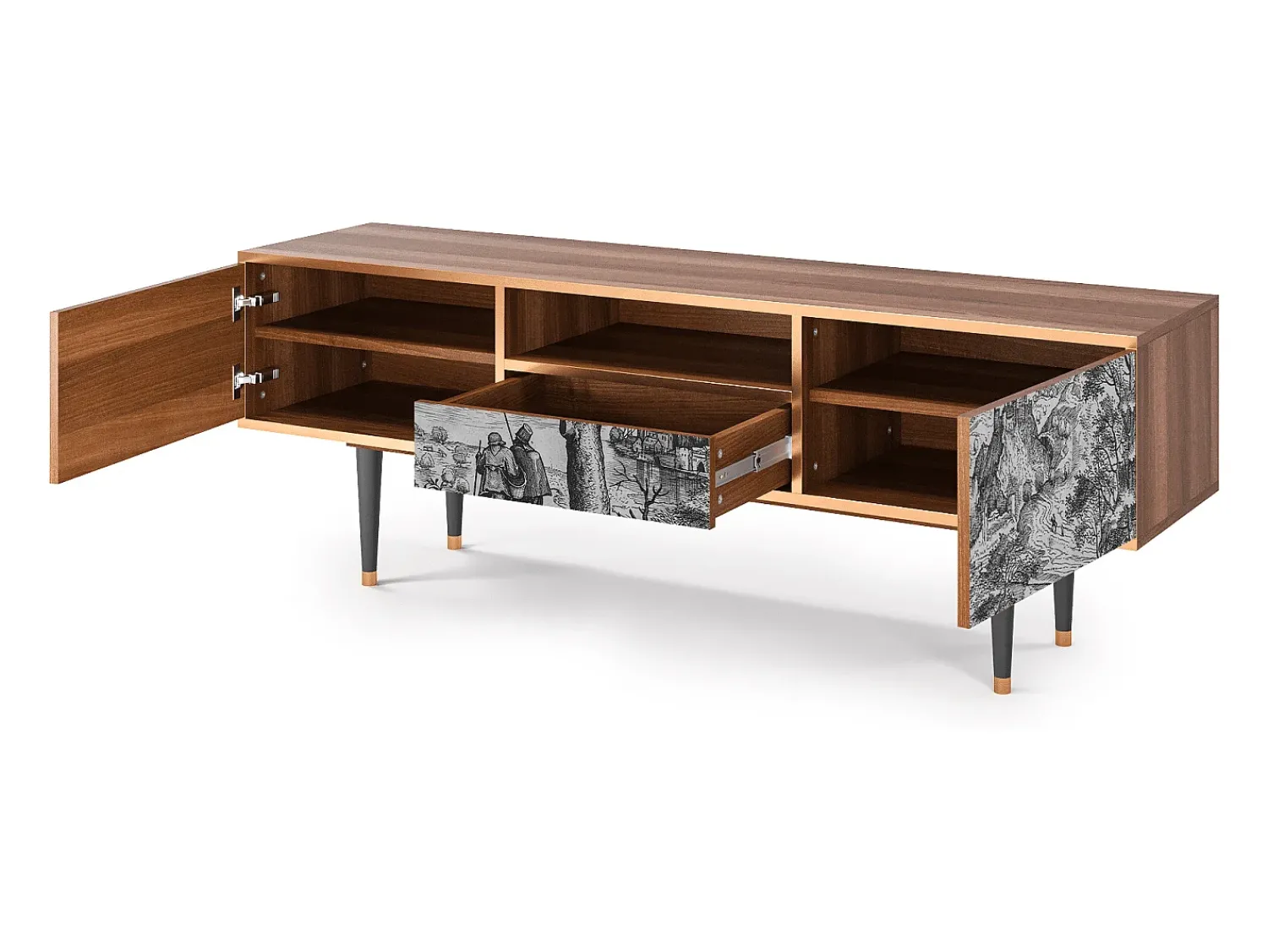 Móvel De Tv| Mueble de TV - 170х59х41 cm - T6 - Milites Requiescentes, Nogueira Castanho