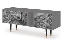 Móvel De Tv| Mueble de TV - 170х69х48 cm - T1 - Milites Requiescentes, Cinza Cinzento