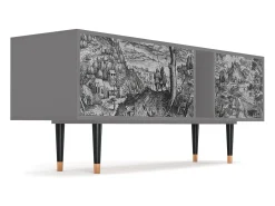 Móvel De Tv| Mueble de TV - 170х69х48 cm - T1 - Milites Requiescentes, Cinza Cinzento