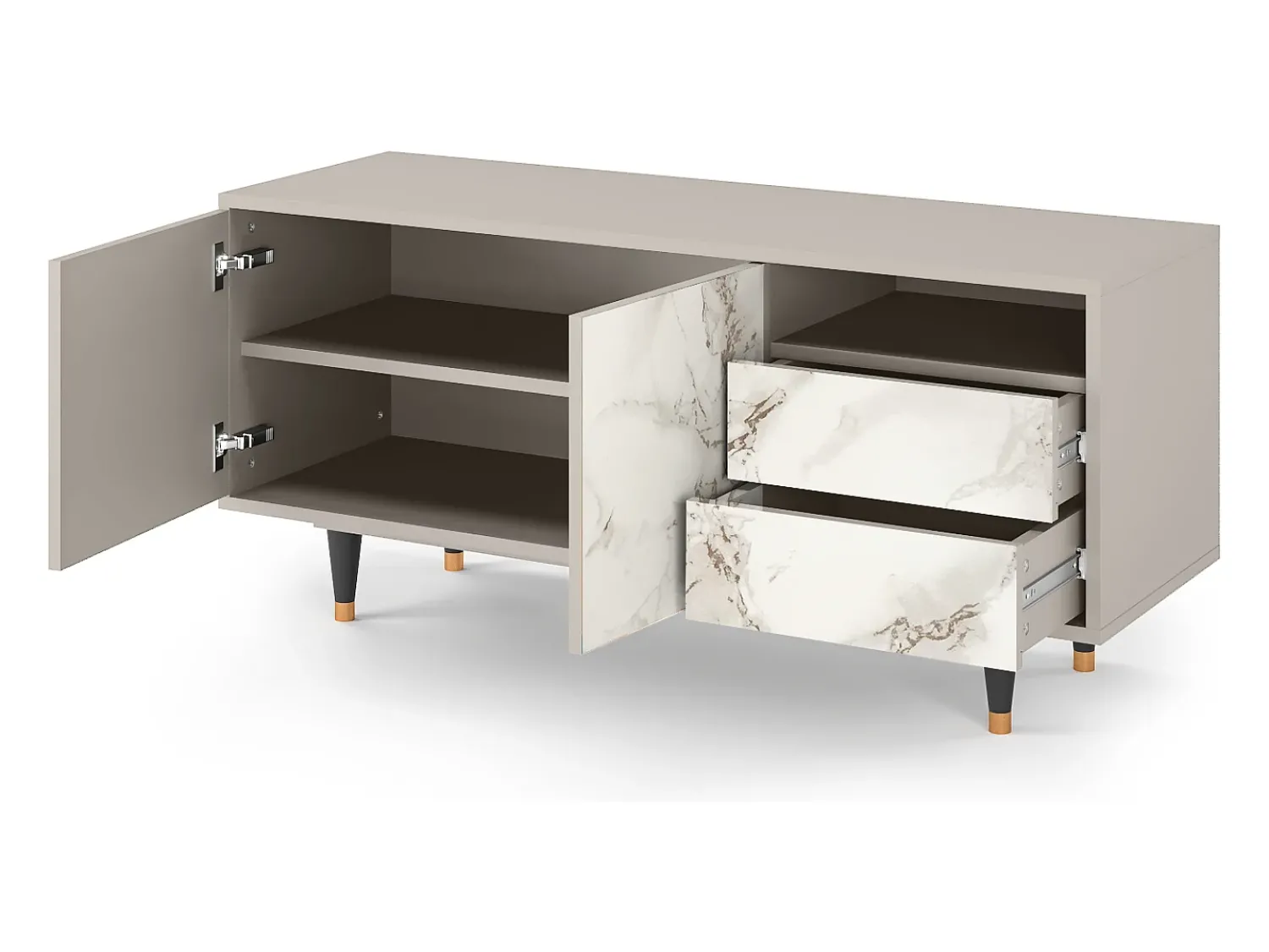 Móvel De Tv| Mueble de TV - 125х56х41 cm - T7 - Milk Marble, Areia Bege