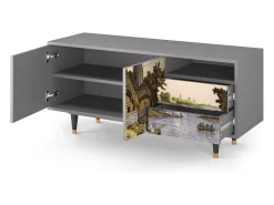 Mueble de TV - 125х56х41 cm - T7 - Mill along a River, Cinza^ Móvel De Tv