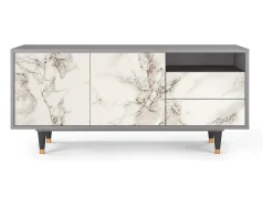 Móvel De Tv* Mueble de TV - 125х56х41 cm - T7 - Milk Marble, Cinza Cinzento