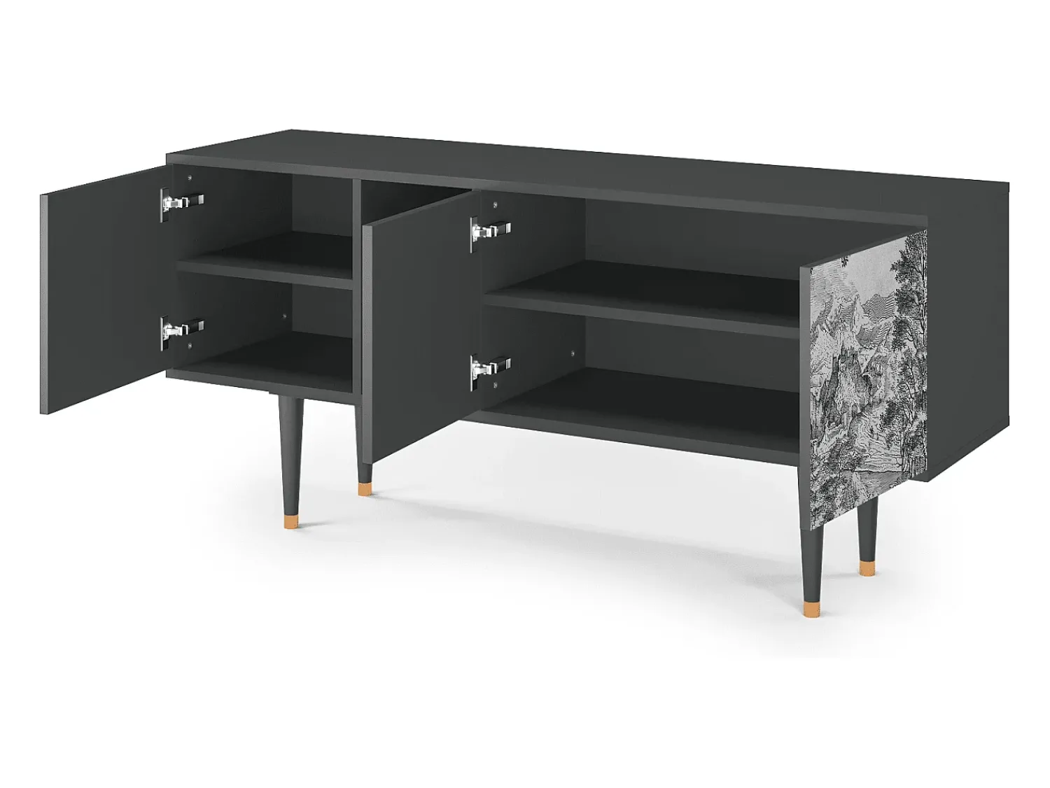 Móvel De Tv* Mueble de TV - 150х69х41 cm - T5 - Milites Requiescentes, Antracite Cinza antracite