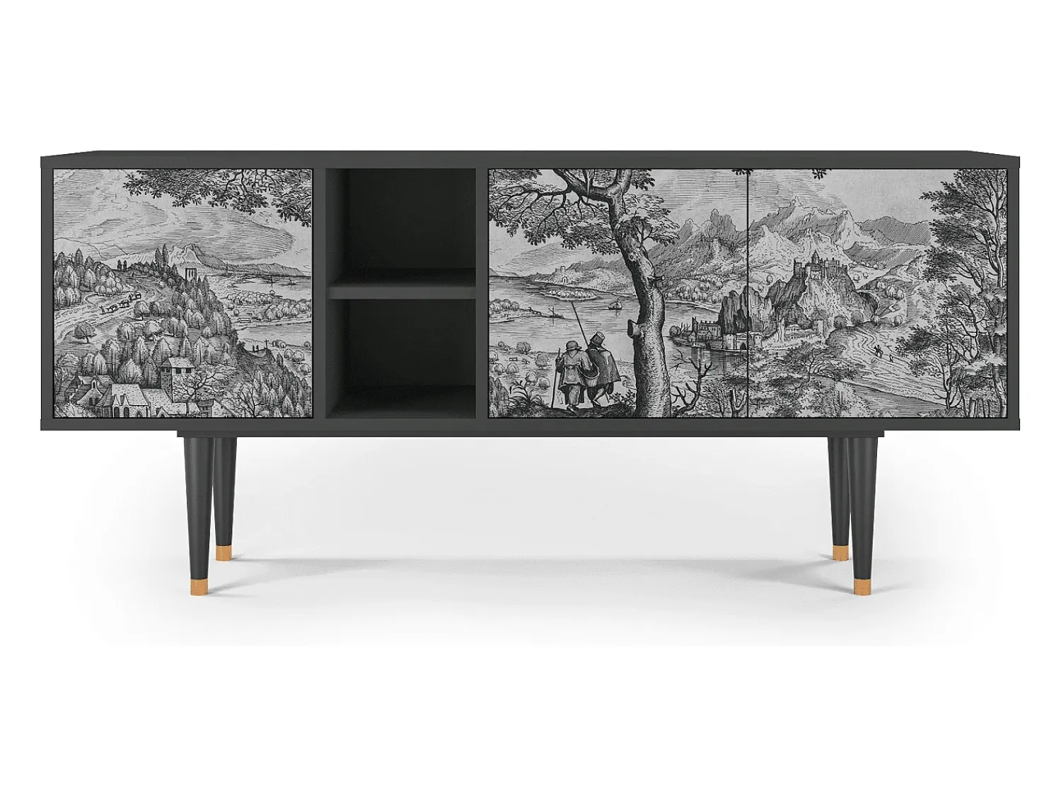Móvel De Tv* Mueble de TV - 150х69х41 cm - T5 - Milites Requiescentes, Antracite Cinza antracite