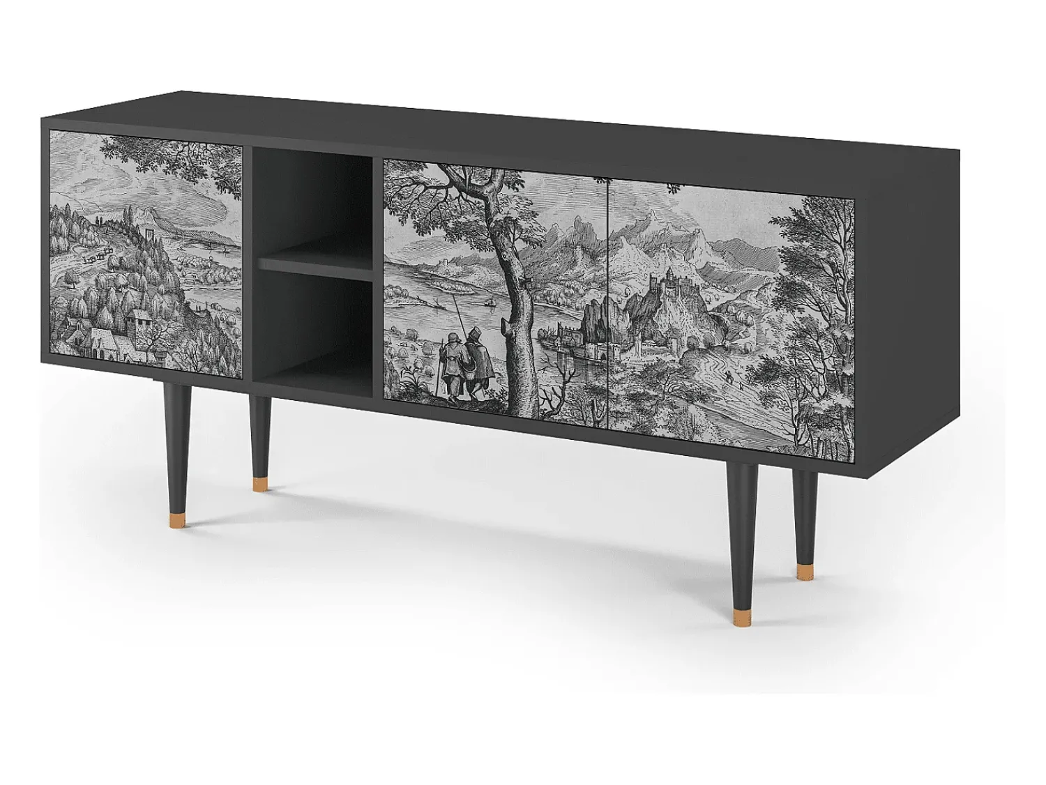 Móvel De Tv* Mueble de TV - 150х69х41 cm - T5 - Milites Requiescentes, Antracite Cinza antracite