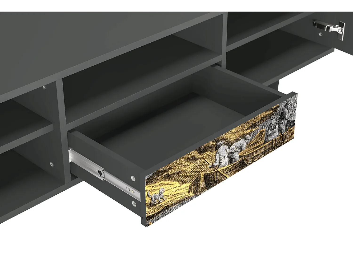 Móvel De Tv| Mueble de TV - 170х59х41 cm - T6 - Mill along a River, Antracite Cinza antracite