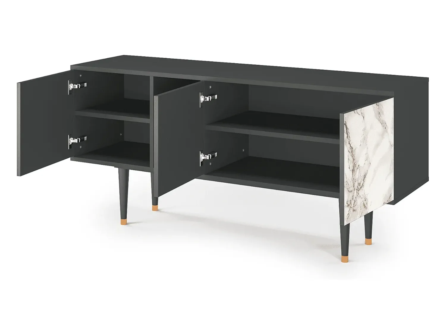 Móvel De Tv* Mueble de TV - 150х69х41 cm - T5 - Milk Marble, Antracite Cinza antracite