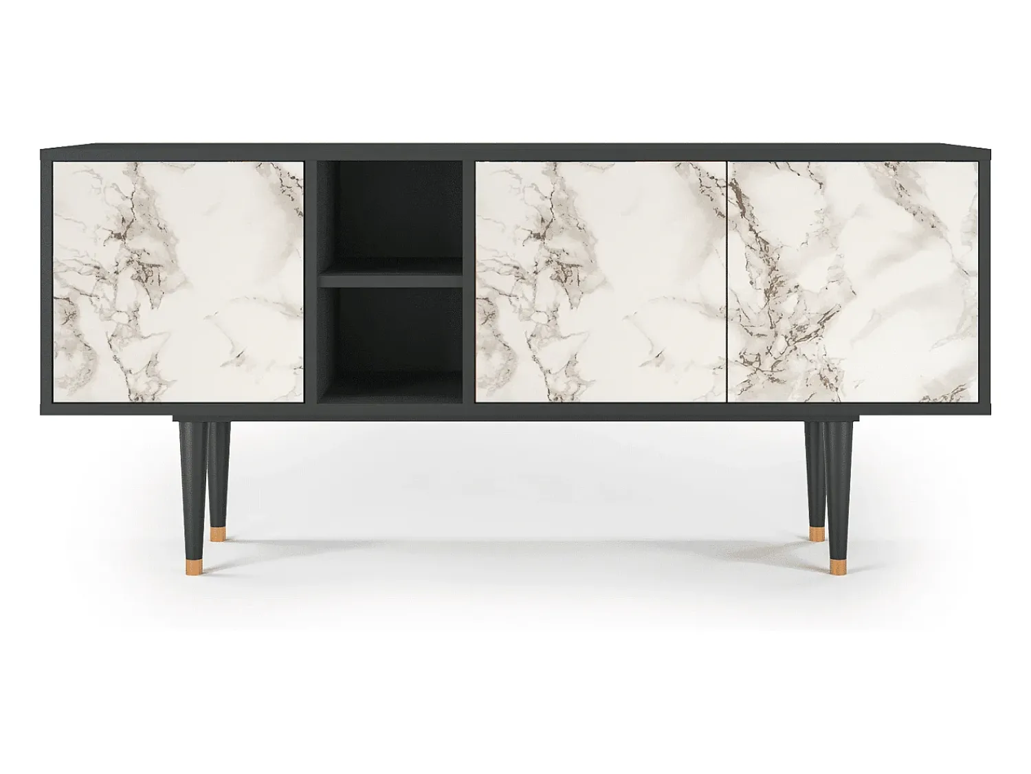Móvel De Tv* Mueble de TV - 150х69х41 cm - T5 - Milk Marble, Antracite Cinza antracite
