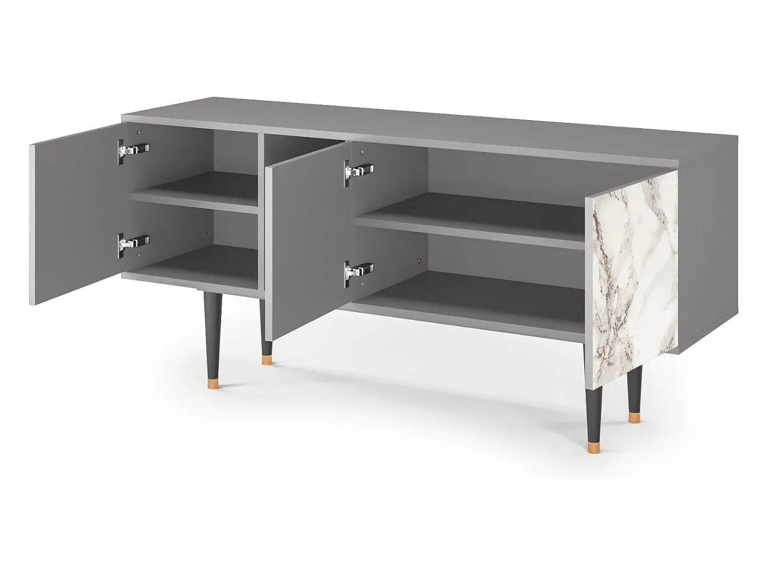 Sale Mueble de TV - 150х69х41 cm - T5 - Milk Marble, Cinza Cinzento
