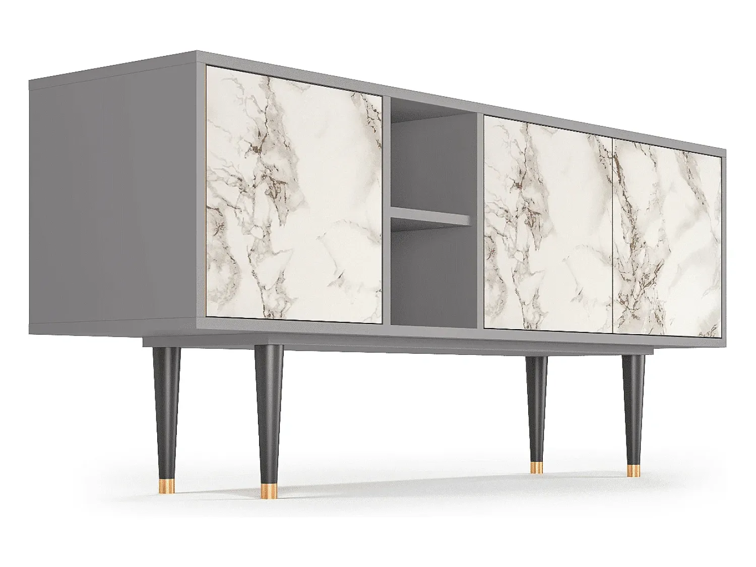 Sale Mueble de TV - 150х69х41 cm - T5 - Milk Marble, Cinza Cinzento