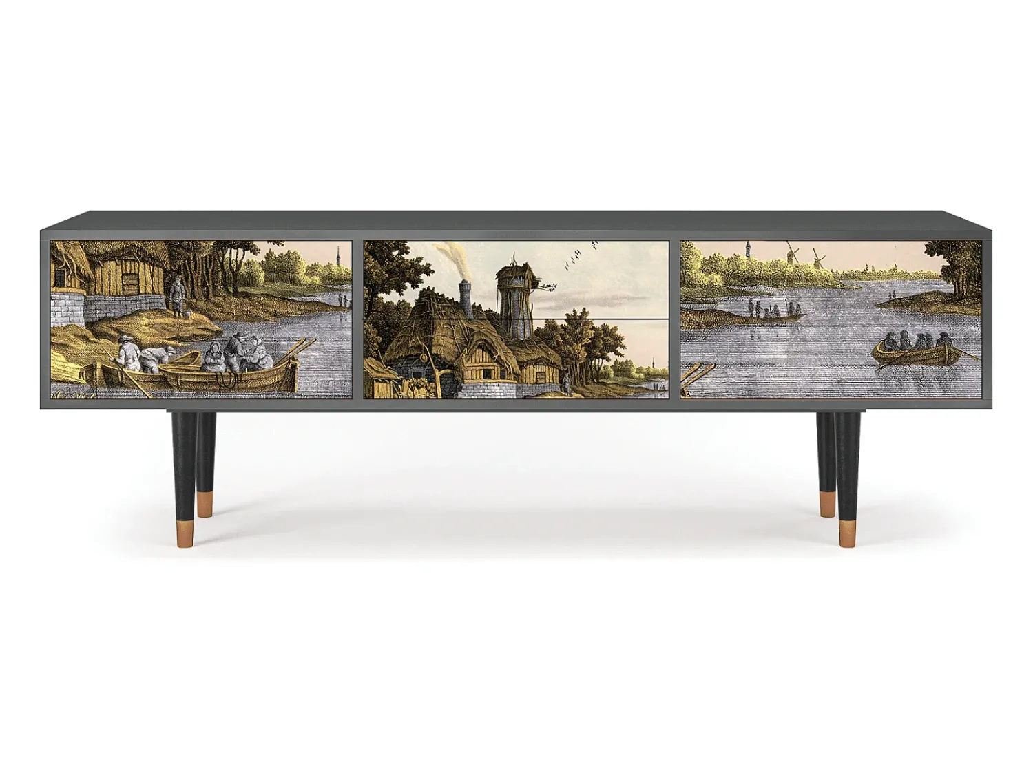 Online Mueble de TV - 170х59х48 cm - T4 - Mill along a River, Antracite Cinza antracite
