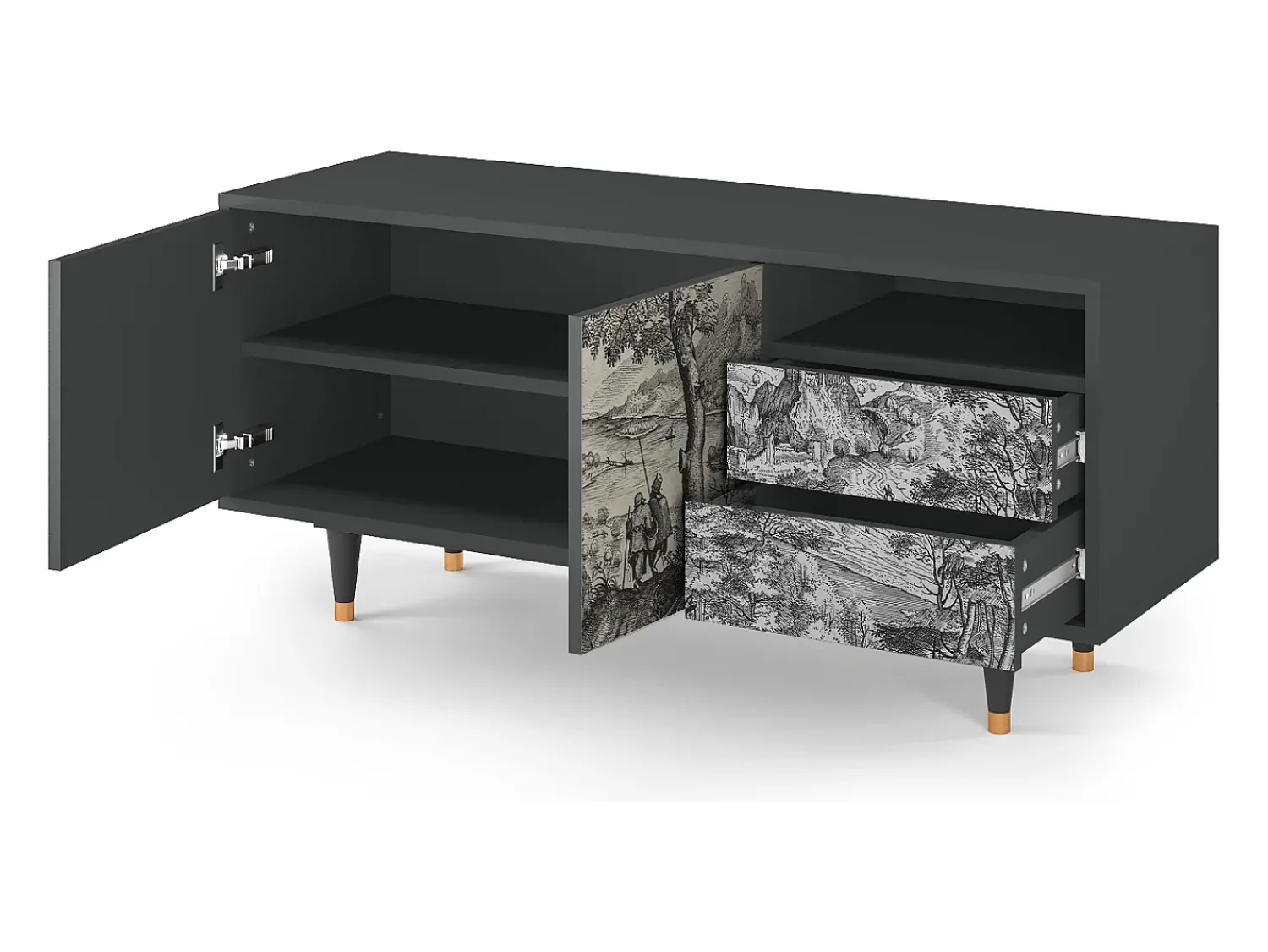 Móvel De Tv* Mueble de TV - 125х56х41 cm - T7 - Milites Requiescentes, Antracite Cinza antracite
