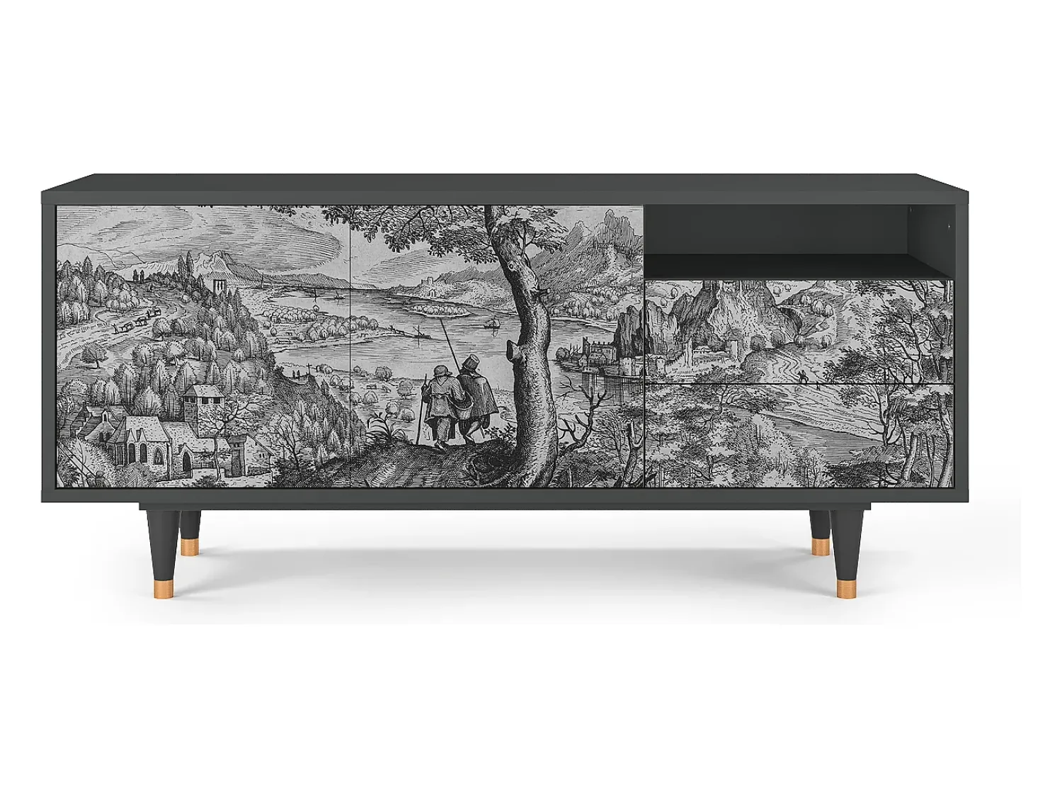 Móvel De Tv* Mueble de TV - 125х56х41 cm - T7 - Milites Requiescentes, Antracite Cinza antracite