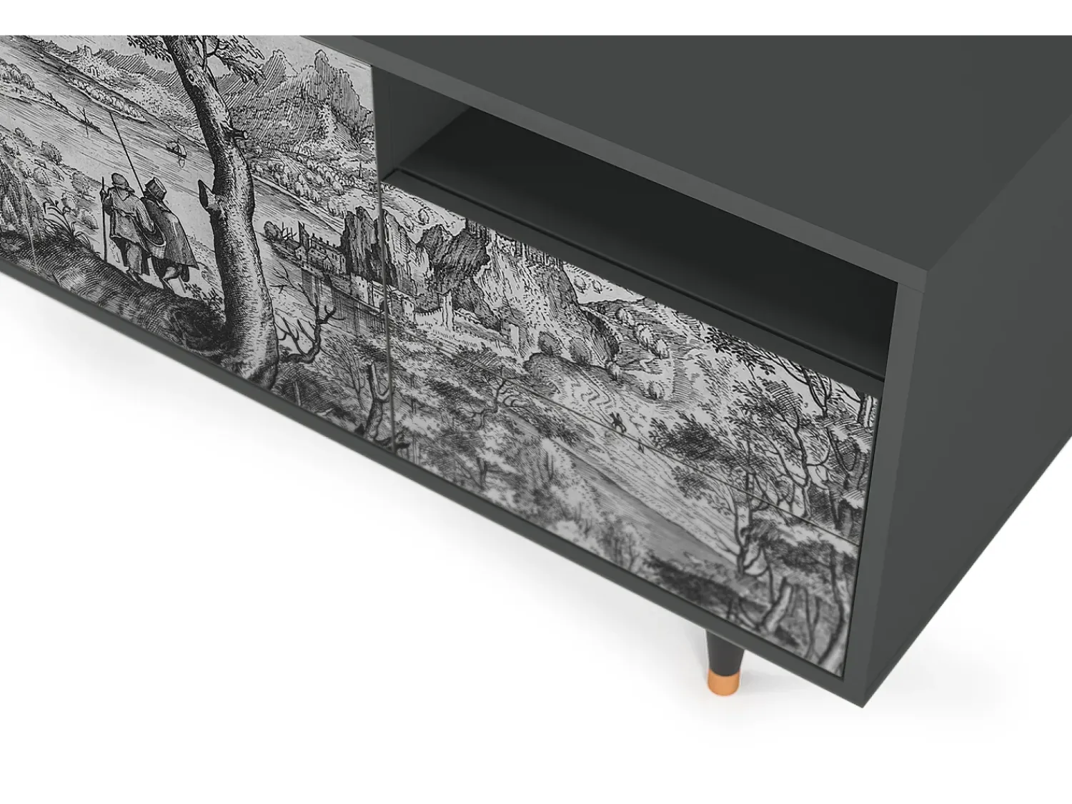 Móvel De Tv* Mueble de TV - 125х56х41 cm - T7 - Milites Requiescentes, Antracite Cinza antracite