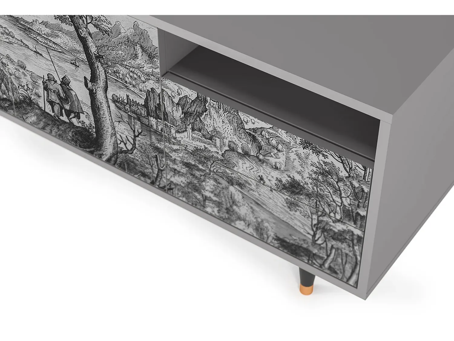 Móvel De Tv| Mueble de TV - 125х56х41 cm - T7 - Milites Requiescentes, Cinza Cinzento