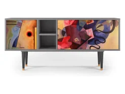 Móvel De Tv| Mueble de TV - 150х69х41 cm - T5 - Modern Art, Cinza Cinzento