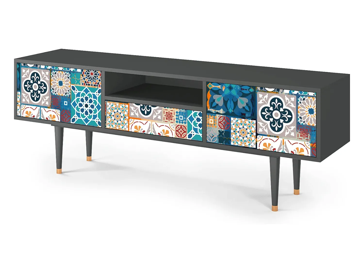 Móvel De Tv| Mueble de TV - 170х59х41 cm - T6 - Moroccan Market, Antracite Cinza antracite