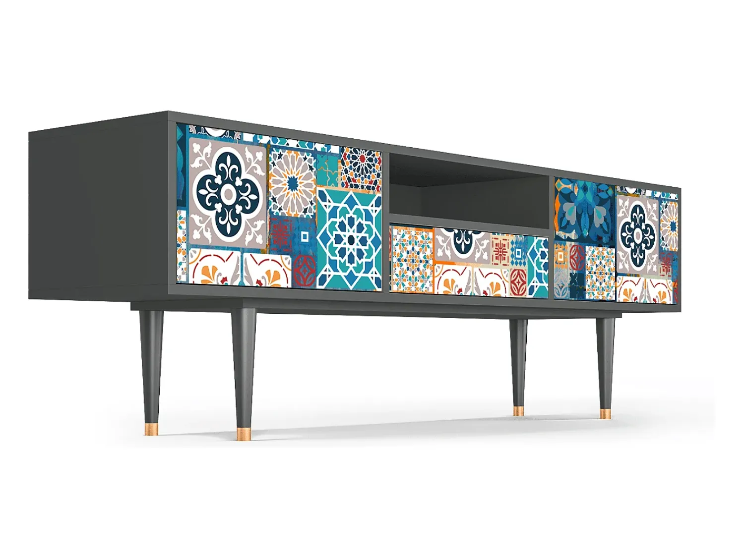 Móvel De Tv| Mueble de TV - 170х59х41 cm - T6 - Moroccan Market, Antracite Cinza antracite