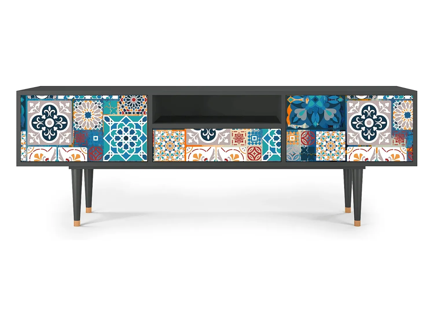Móvel De Tv| Mueble de TV - 170х59х41 cm - T6 - Moroccan Market, Antracite Cinza antracite