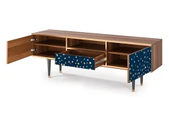 Móvel De Tv* Mueble de TV - 170х59х41 cm - T6 - Night Skies, Nogueira Castanho